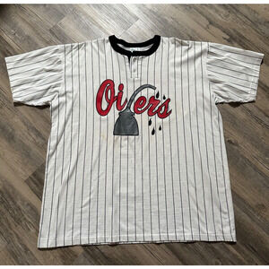 Vtg Gator Athletics Pinstripe Shirt Mens XXXL Oilers Coach Team Ringer